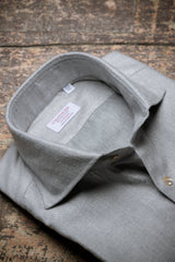 Pearl Grey Herringbone Flannel Shirt — Cotton and Tencel | Cordone1956