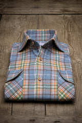 Courchevel — Blue and Orange Check Thomas Mason Flannel Shirt | Cordone1956