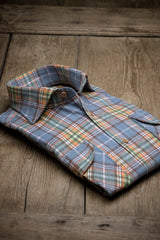 Courchevel — Blue and Orange Check Thomas Mason Flannel Shirt | Cordone1956