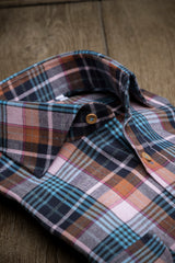 St. Moritz — Pink and Teal Check Thomas Mason Flannel Shirt | Cordone1956