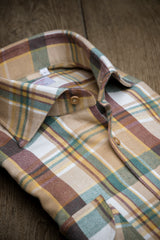Aspen — Beige and Green Check Thomas Mason Flannel Shirt | Cordone1956