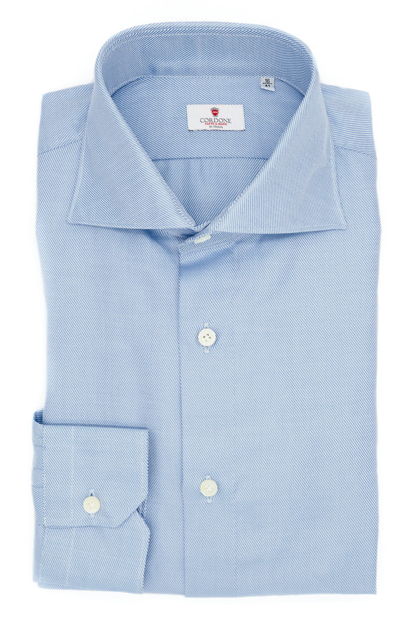 TWILL AZURE SHIRT BY HAND