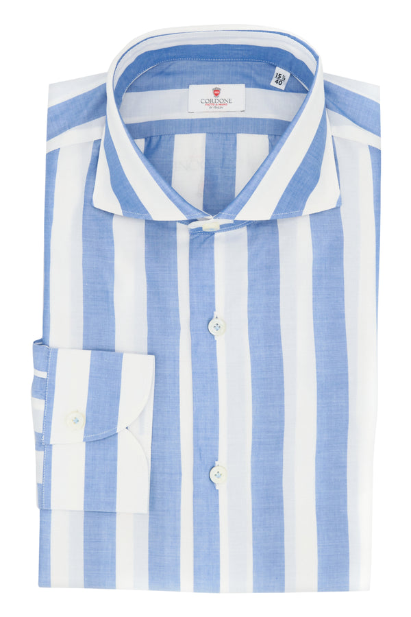 WIDE WHITE AND LIGHT BLUE STRIPES