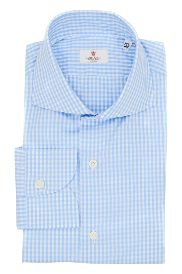 CHECKED COTTON AZURE AND WHITE