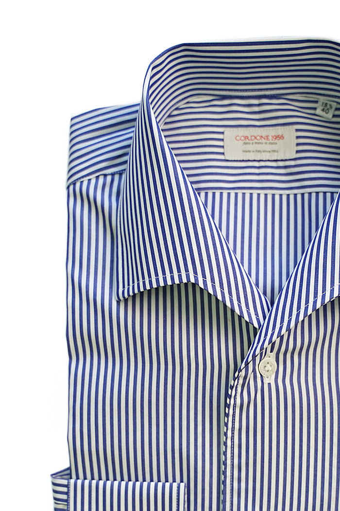 Striped Popeline Blue Capri Collar Shirt Regular Fit / XL 44
