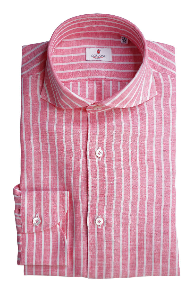 STRAWBERRY STRIPED LINEN SHIRT