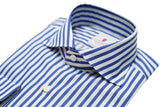 Super Twill Big Stripes Bluette- Italian Cotton - Handmade in Italy