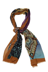 Abstract Design Brown & Yellow wool&Cashmere