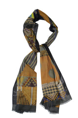 Abstract Rhombus Design Gold wool&Cashmere