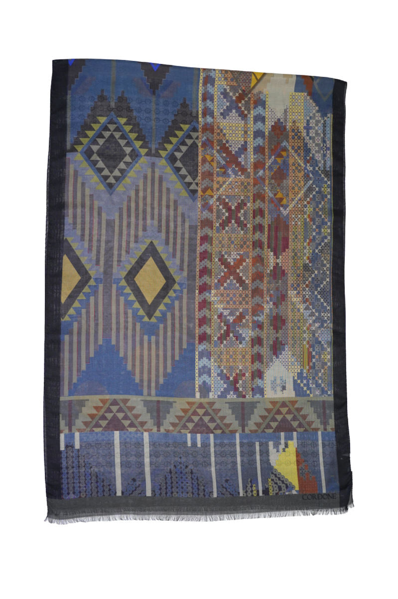 Abstract Rhombus Design Wool&Cashmere