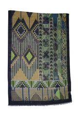 Abstract Rhombus Design Green wool&Cashmere