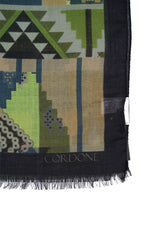 Abstract Rhombus Design Green wool&Cashmere