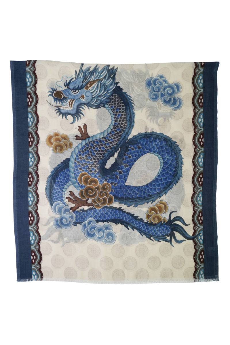 Cordone1956 - Scarves Mod. Dragon Azure Scarves - Cashmere Fabric - Color Multicolor
