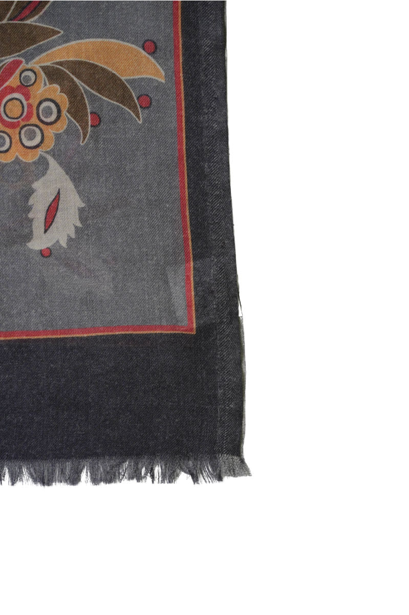 Cordone1956 - Scarves Mod. Birds Gold & Red - Cashmere Fabric - Color Multicolor