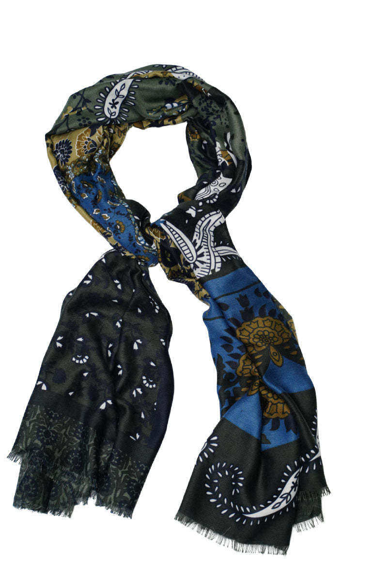 Cordone1956 - Scarves Mod. Multicolor Green & Brown - Wool Fabric - Color Multicolor