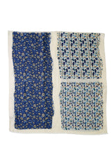 Cordone1956 - Scarves Mod. Square White & Blue - Wool Fabric - Color Multicolor