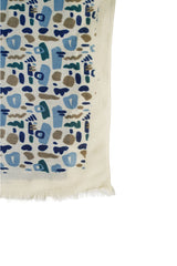 Cordone1956 - Scarves Mod. Square White & Blue - Wool Fabric - Color Multicolor