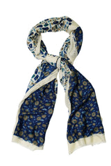 Cordone1956 - Scarves Mod. Square White & Blue - Wool Fabric - Color Multicolor