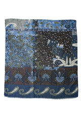 Cordone1956 - Scarves Mod. Multicolor Blue, Azure & Brown - Wool Fabric - Color Multicolor