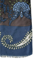 Cordone1956 - Scarves Mod. Multicolor Blue, Azure & Brown - Wool Fabric - Color Multicolor