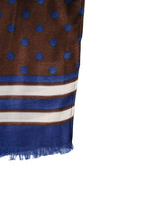 Cordone1956 - Scarves Mod. Design With Brown & Azure Circles - Wool Fabric - Color Multicolor