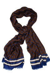 Cordone1956 - Scarves Mod. Design With Brown & Azure Circles - Wool Fabric - Color Multicolor