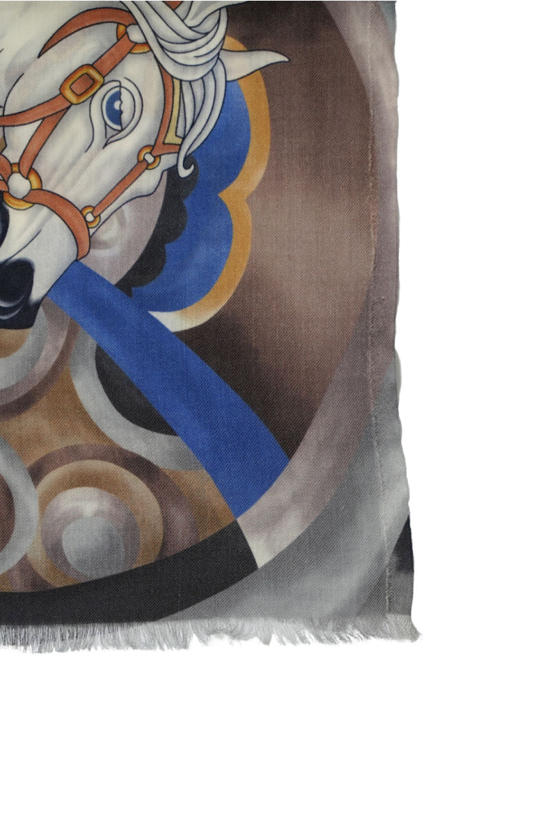 Cordone1956 - Scarves Mod. White Horse in Freedom - Cashmere Fabric - Color Multicolor