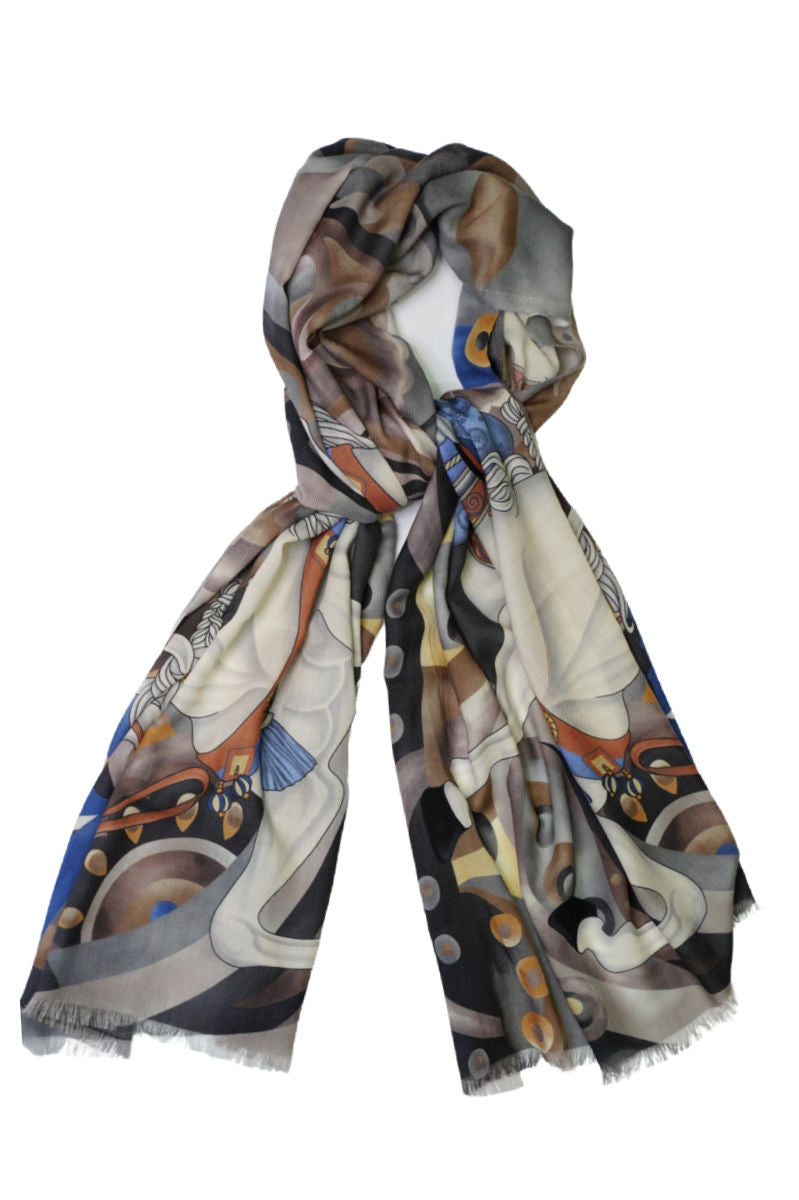 Cordone1956 - Scarves Mod. White Horse in Freedom - Cashmere Fabric - Color Multicolor