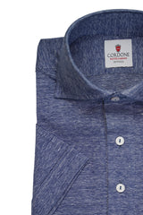 BLUE JERSEY POLO SHIRT SHORT SLEEVE BY- HAND