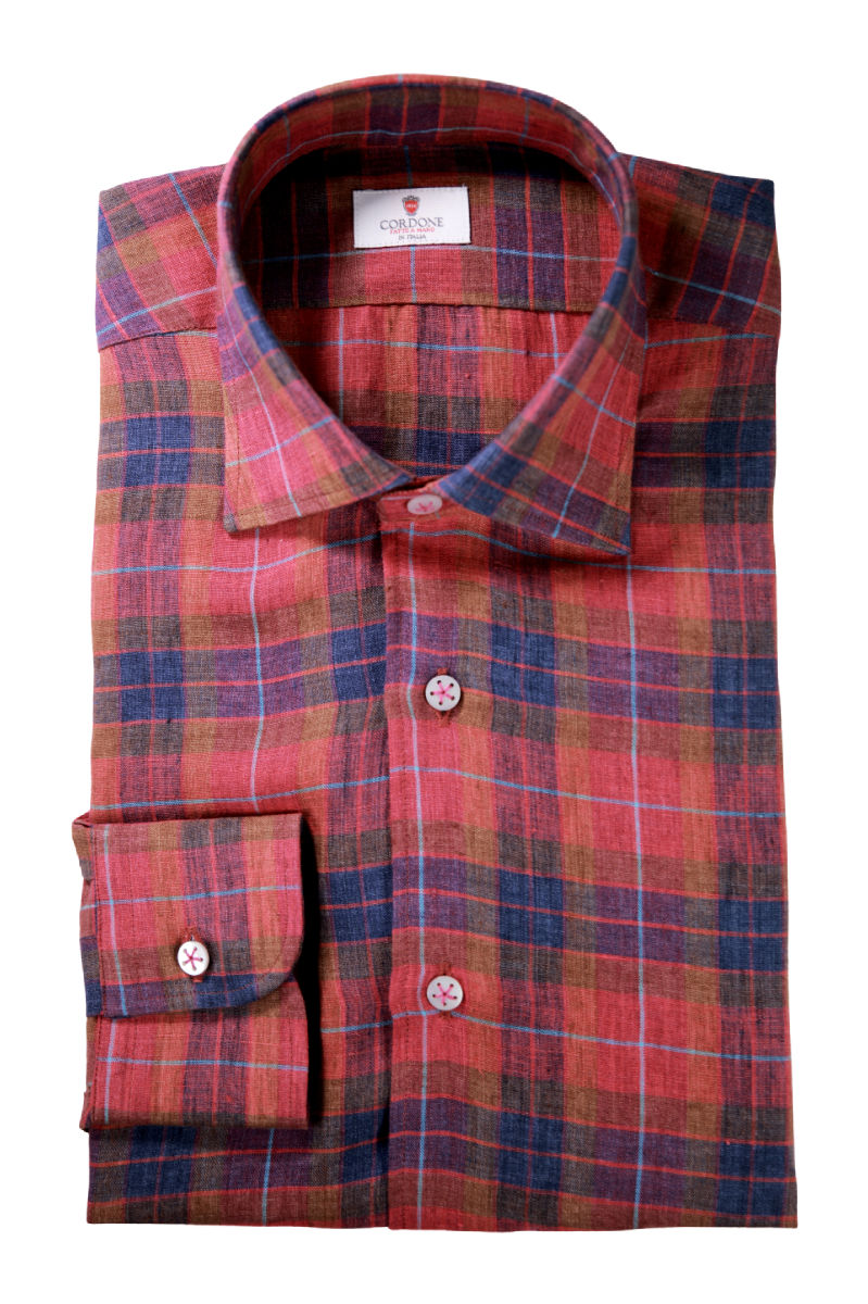 Pink checked linen shirt Special edition