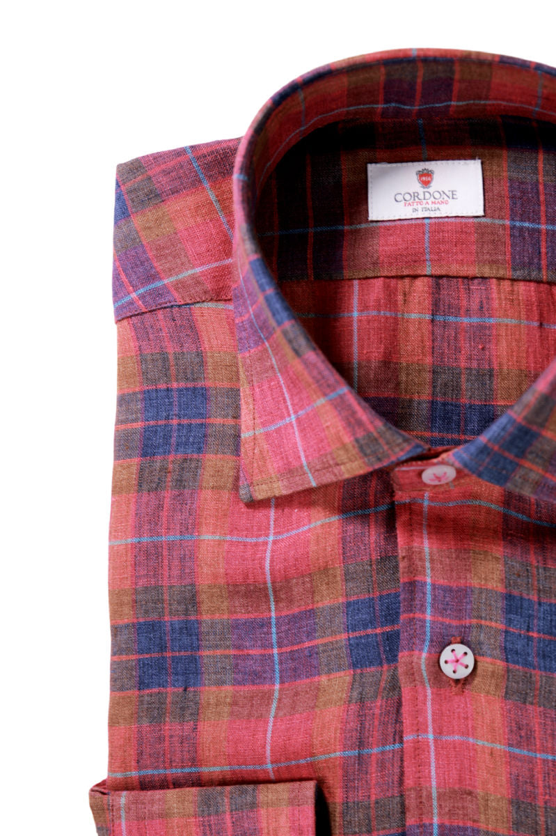 Pink checked linen shirt Special edition