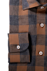 Brown checked linen shirt Special edition