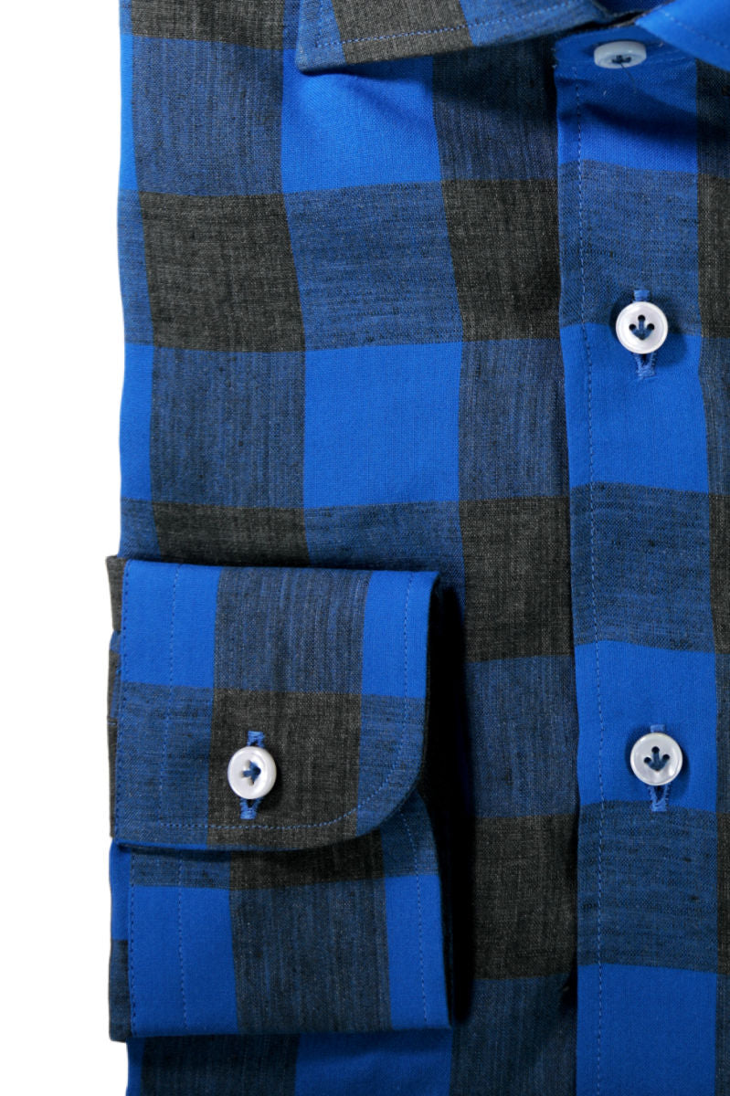 Blue checked linen shirt Special edition