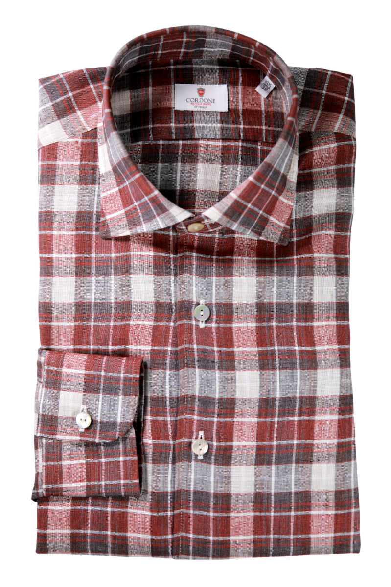Light Brown checked linen shirt Special edition
