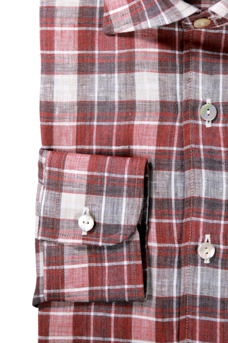 Light Brown checked linen shirt Special edition