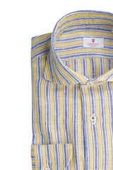 YELLOW AND BLUE STRIPED SHIRT