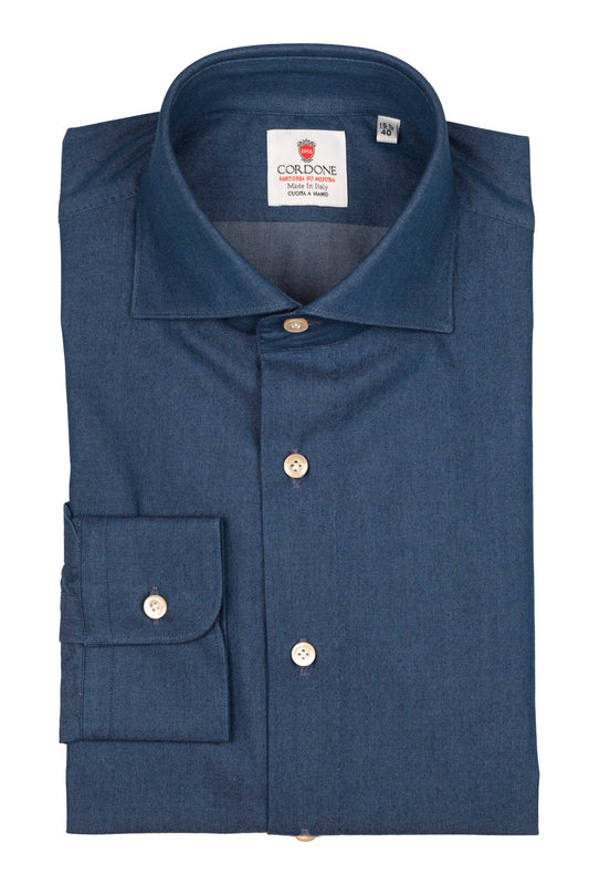 Denim Blue Shirt- Italian Cotton - Handmade in Italy - VIP