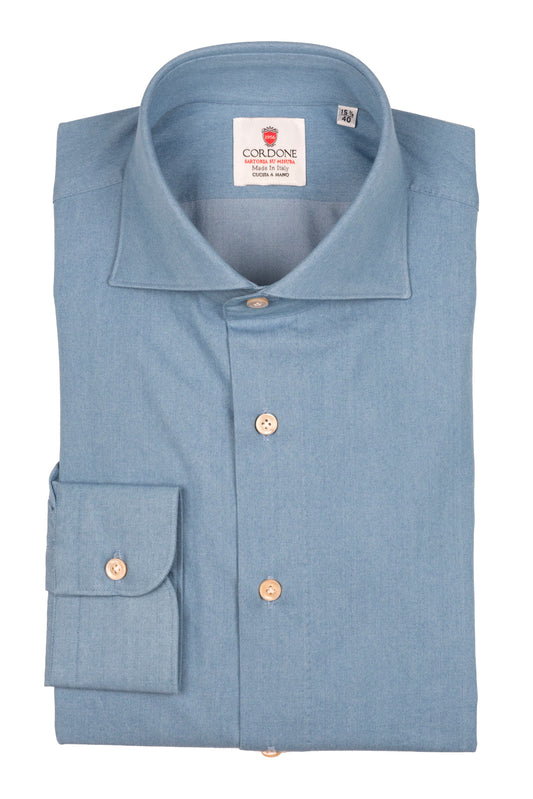 Denim Azure Shirt- Italian Cotton - Handmade in Italy - VIP