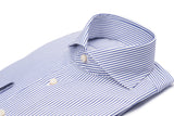 White and Blue Twill Stripes Shirt by Hand
