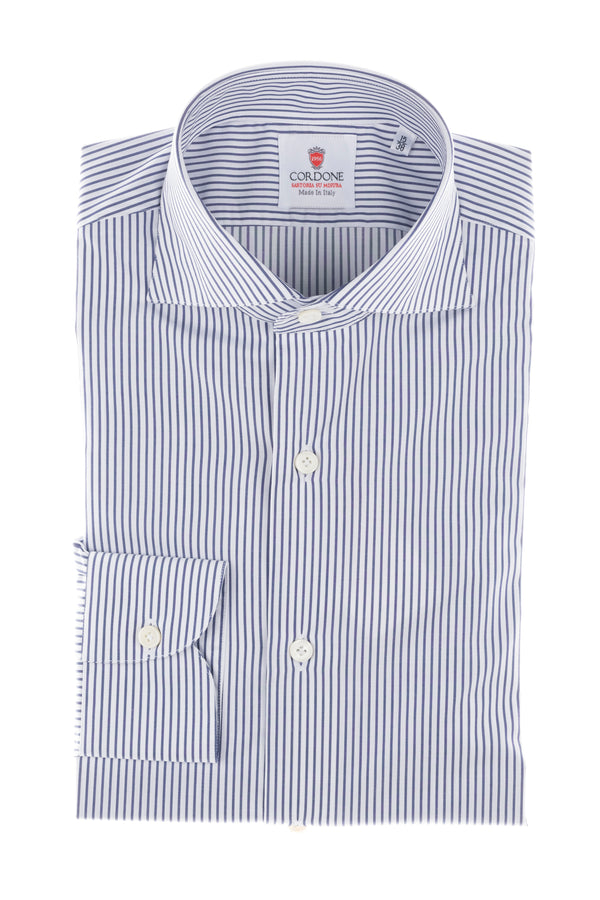 White and Blue Non Iron Popeline