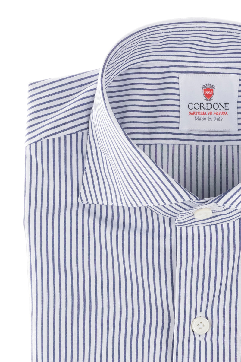 White and Blue Non Iron Popeline