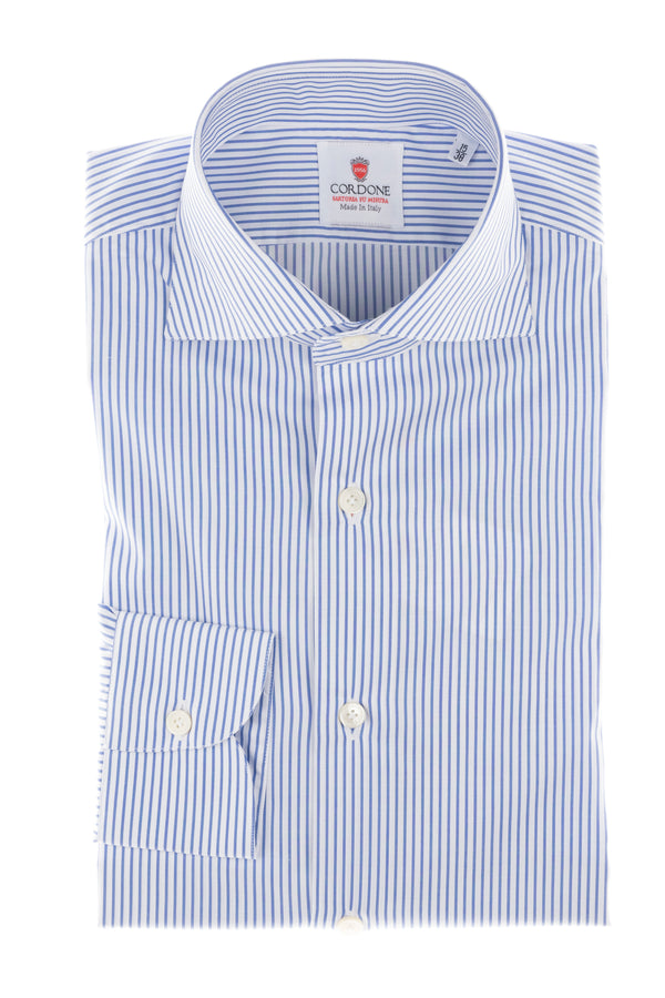 White and Azure  Non Iron Popeline