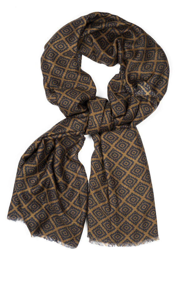 Brown Multicolor Wool Fabric