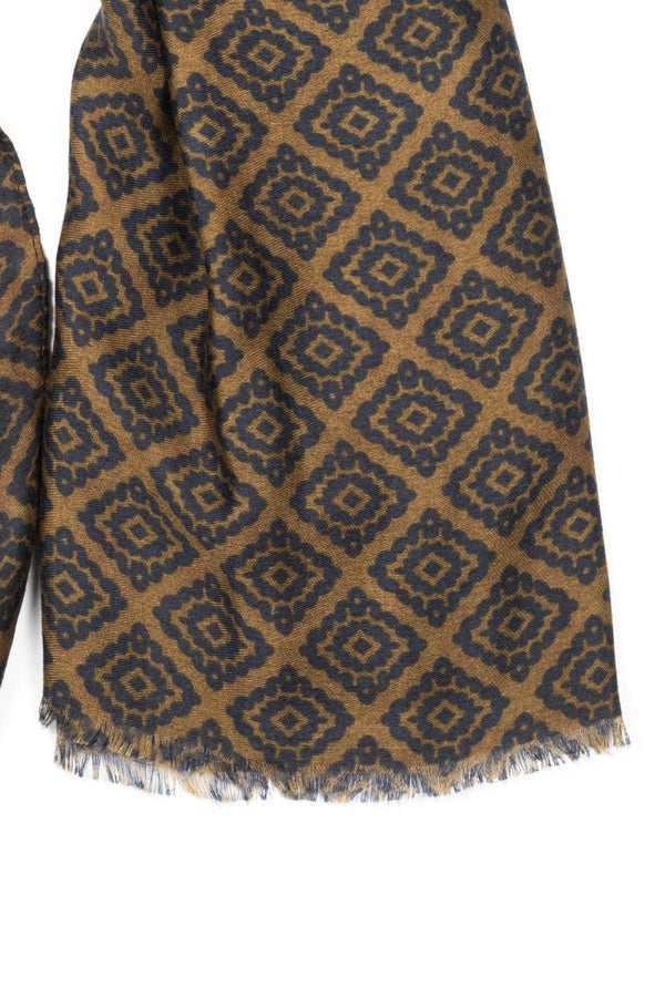 Brown Multicolor Wool Fabric