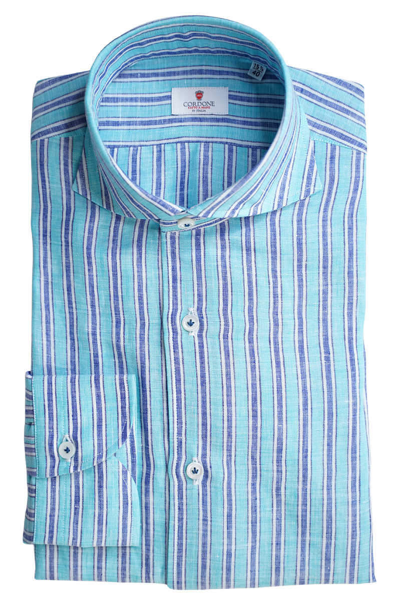 TURQUOISE AND BLUE STRIPED SHIRT