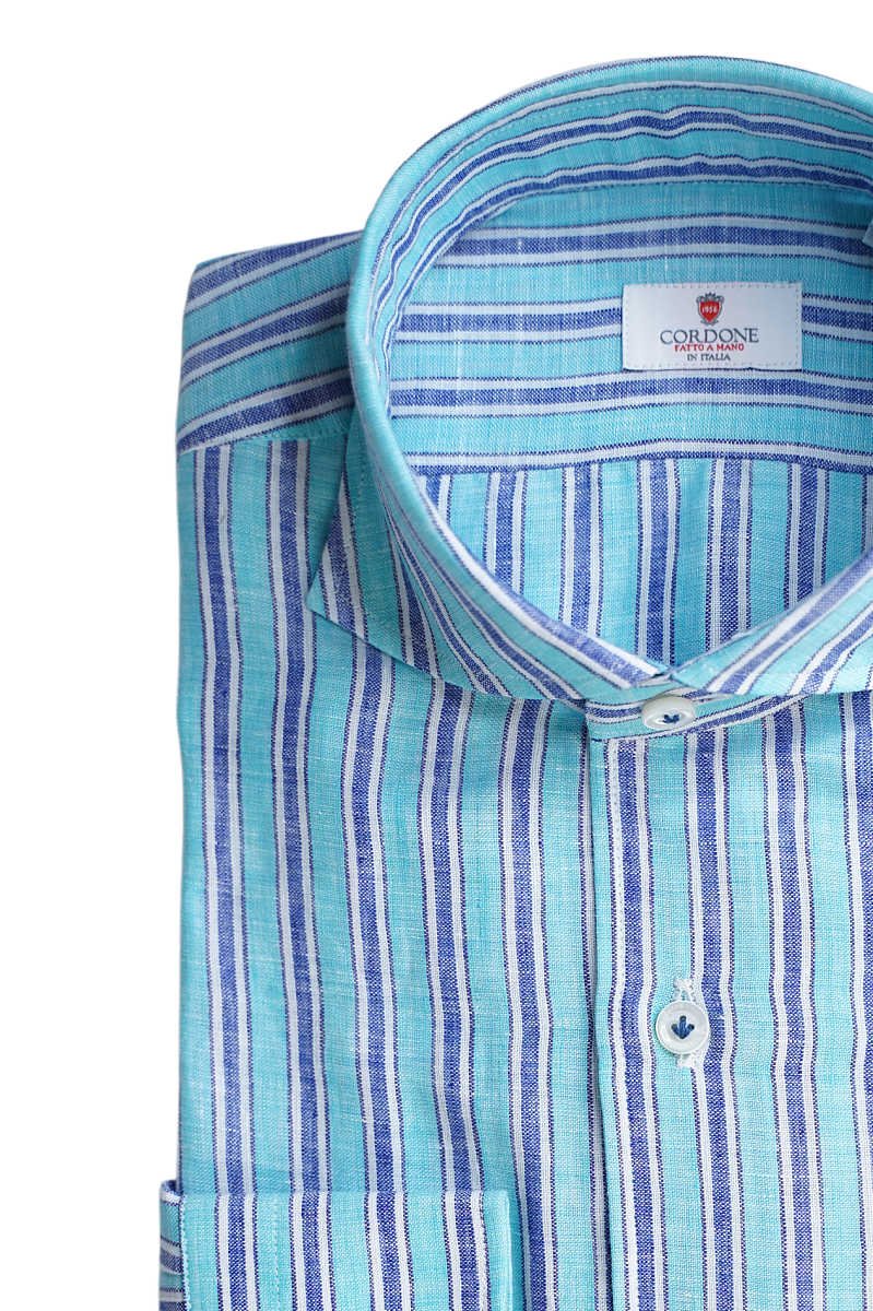 TURQUOISE AND BLUE STRIPED SHIRT