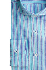 TURQUOISE AND BLUE STRIPED SHIRT