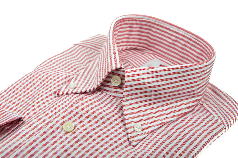 Oxford Stripes Red - Italian Cotton - Handmade in Italy