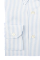 Oxford Stripes Azure- Italian Cotton - Handmade in Italy