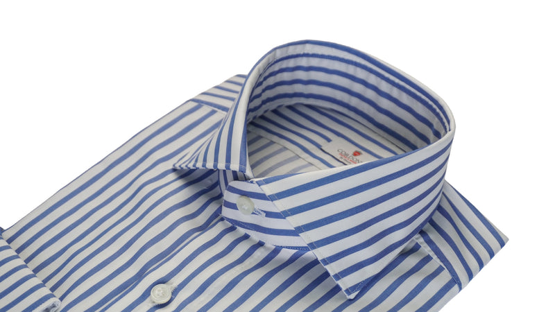 Blue and White Striped Oxford Shirt BY HAND